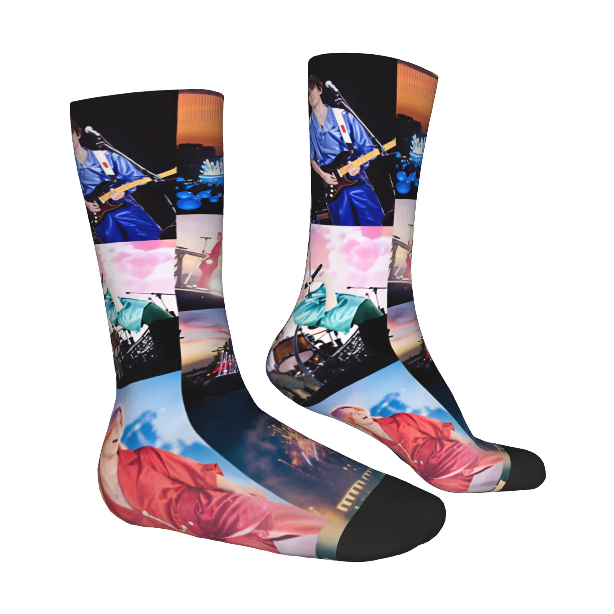 Cute Mens M-Mrs G-GREEN A-APPLE Rock Band Dress Socks Unisex Breathbale Warm 3D Printed Japane Pop Crew Socks
