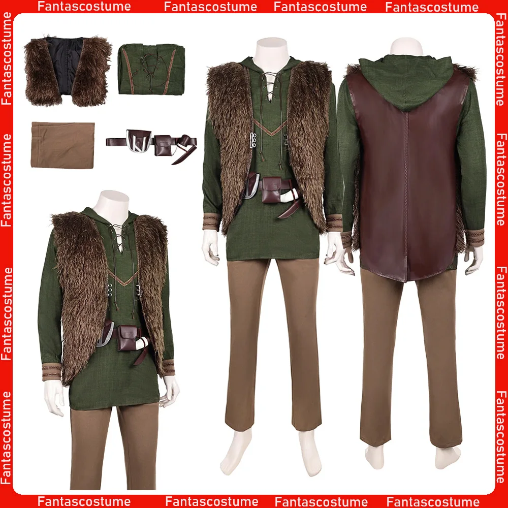 

Cartoon Fantasia Cosplay Hiccup Costume Adult Men Hooded Shirt Vest Pants Belt Outfits Halloween Carnival Disguise Clothing Suit