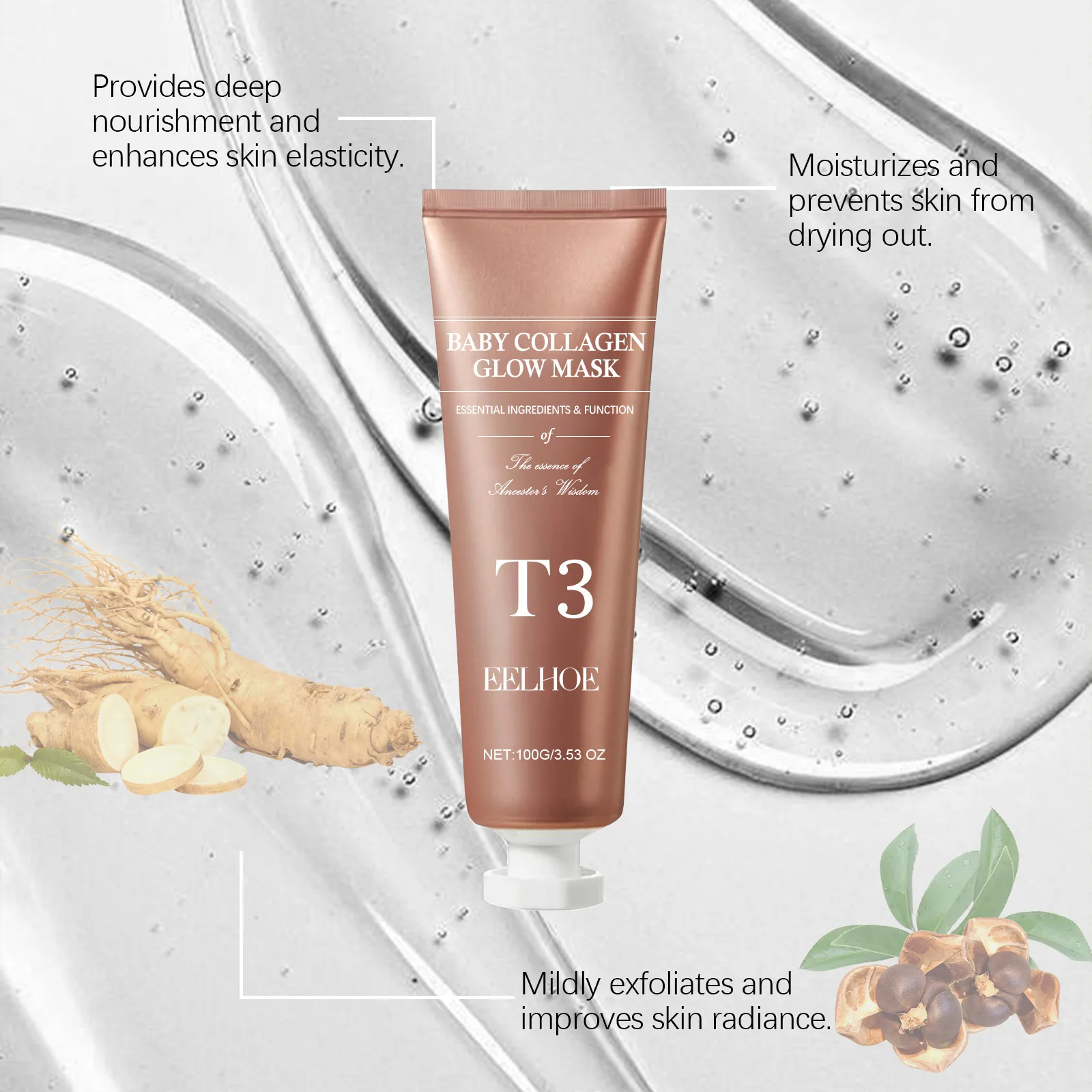 EELHOE Collagen Tearing Mask for Tender Skin Deep Moisturize Nourish Skin Rejevenation Oil Control Overnight Peel off Face Mask