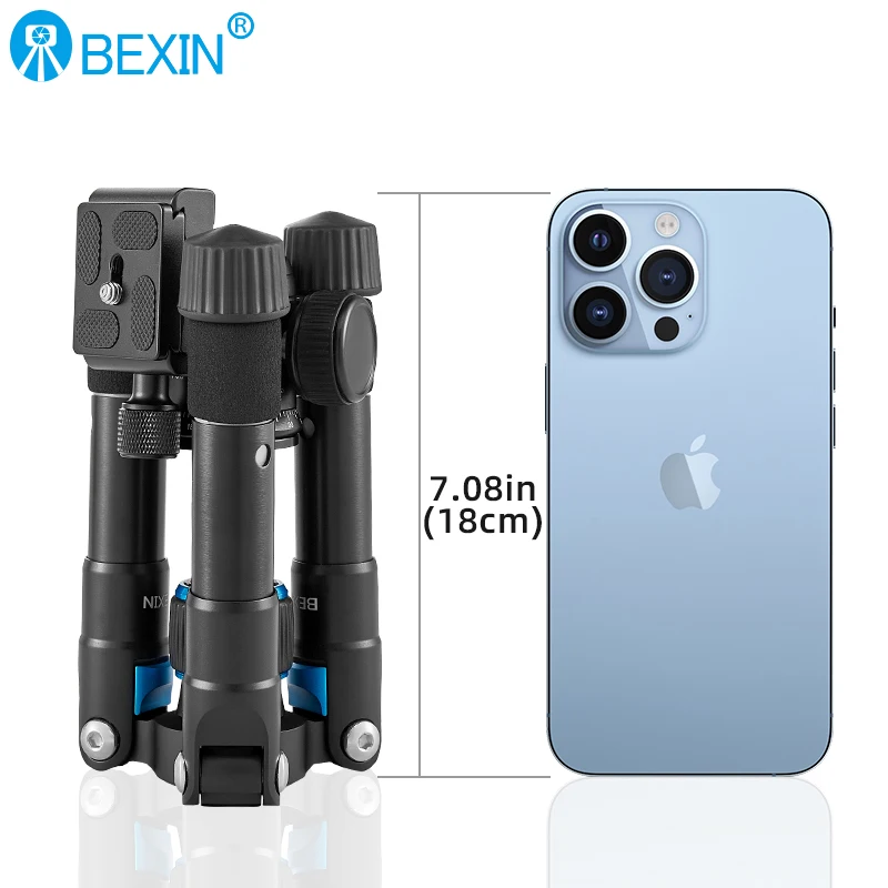 BEXIN MS08 Portable Tripode Lightweight Travel Stand Tabletop Video Mini Tripod with 360 Degree Ball Head for iphone Camera DSLR