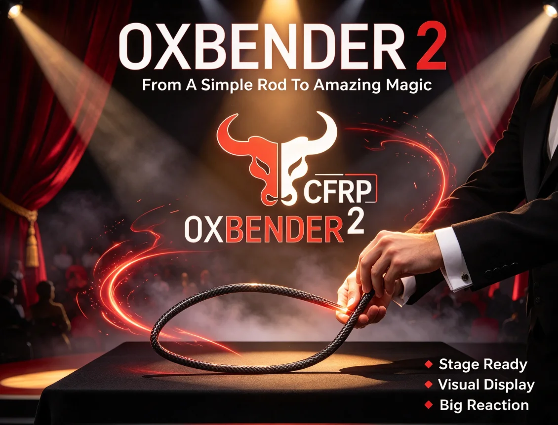 ox-bender-20-plieur-de-pieces-en-fibre-de-carbone-tours-de-magie-avec-bobine-de-tirage-pliage-de-metal-visuel-illusions-de-mentalisme-accessoires-de-magie-de-pres-divertissement