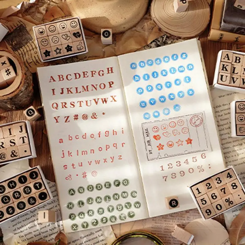 4-40pcs/set Letters Retro Seal Wood Stamps Wooden Rubber Stamps Scrapbooking Stationery DIY Craft  Album Decoration Handmade