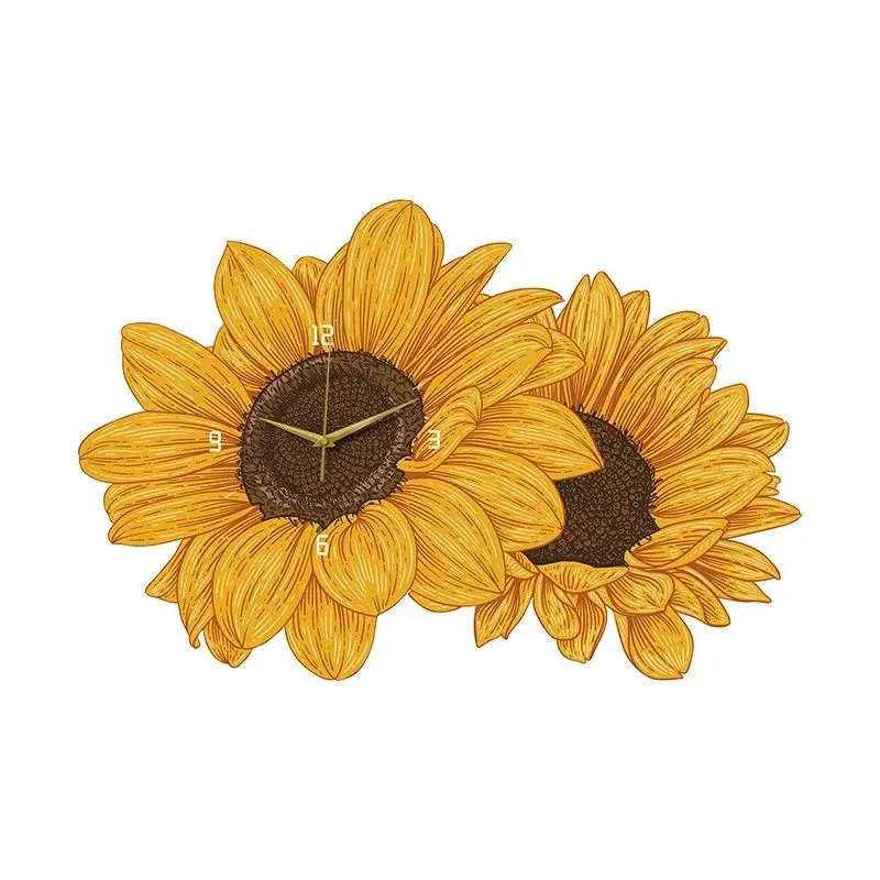 Nordic restaurant decoration painting time table hanging wall sunflower creative hanging clock