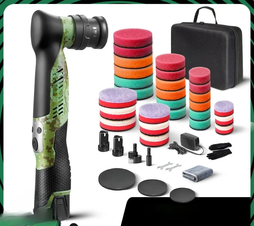Wireless Mini Polisher 3-in-1 (0/3/12mm) Car Detail Buffer with LCD