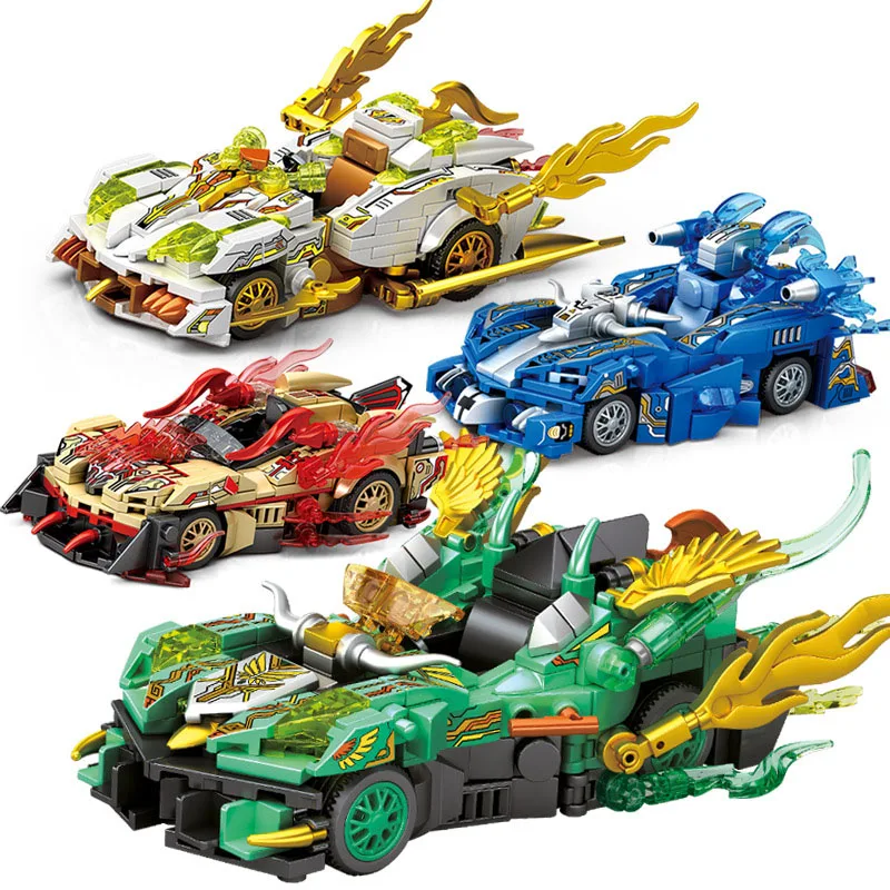 

Technical Speed Champion Building Block Phoenix Dragon Tiger Vehicle Rally Sport Car Model Element Painting Racing Brick Toys