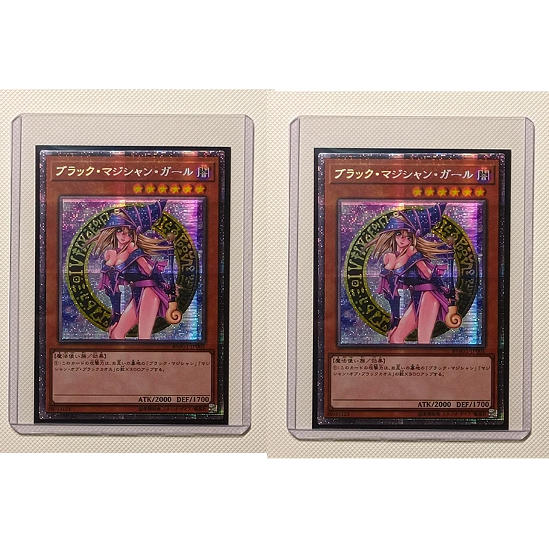 Kartki Yu-Gi-Oh Dark magik Girl DIY jasne złoto chłopców Anime kolekcjonerska kartka na prezenty świąteczne etui na karty urodzinowe