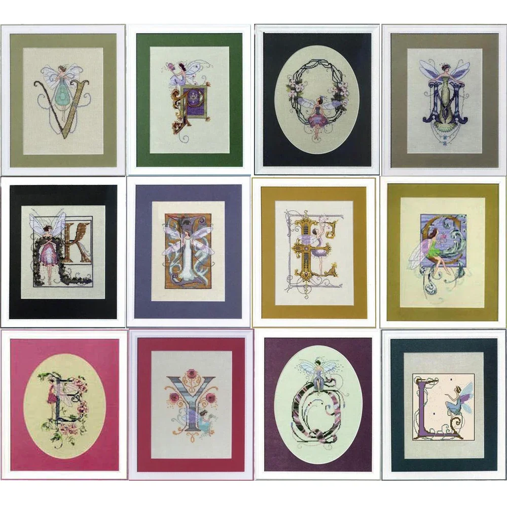 Collezione Amishop Gold Beautiful conted Cross Stitch Kit Alphabet 26 NC Fairy Wizard Elf Letters con perline e fili di metallo