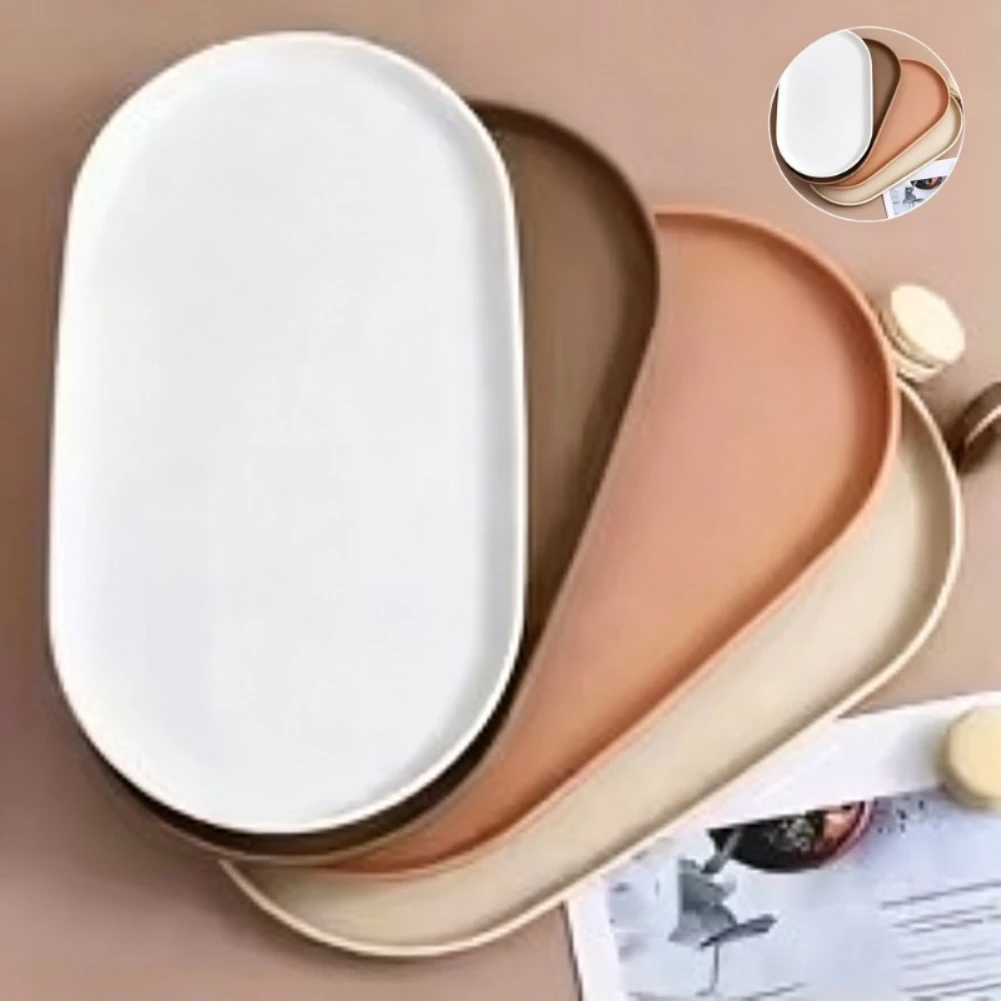 Bandeja Ovalada Apilable para Frutas y Postres, Reutilizable, con Borde Liso, para Servir Comida y Aperitivos en la Cocina