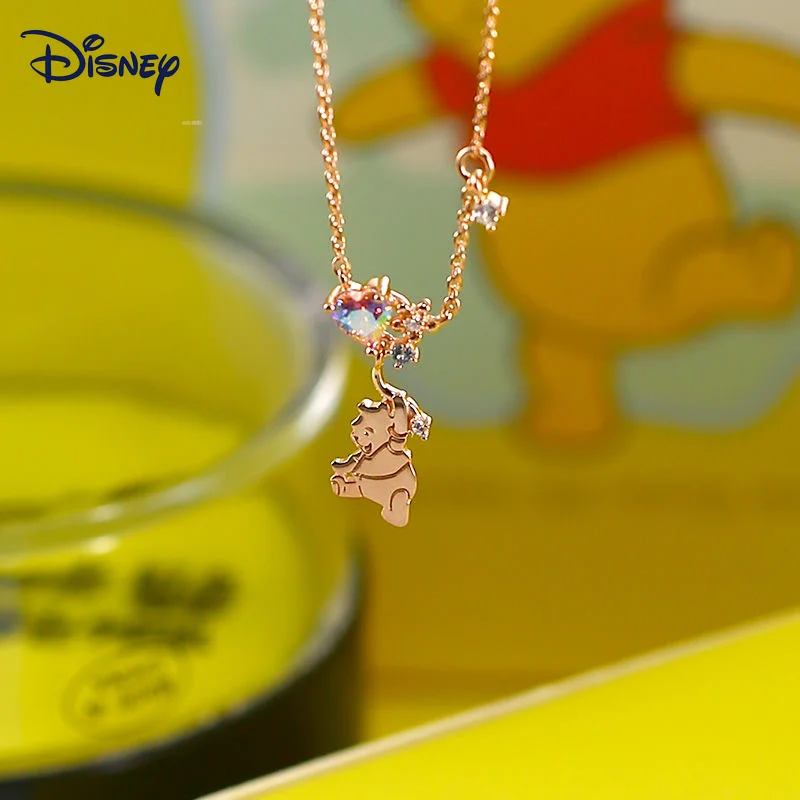 

Disney Winnie The Pooh Cute Necklace Golden Cartoon Anime Cute Accessories Sweater Matching Valentine's Day Gift