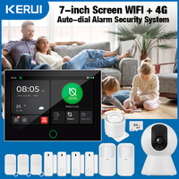 KERUI NEW 4G+WiFi Wireless Home Alarm with 7 inch Large IPS Touch Screen Tuya Smart Alarm System with Motion Sensor for House