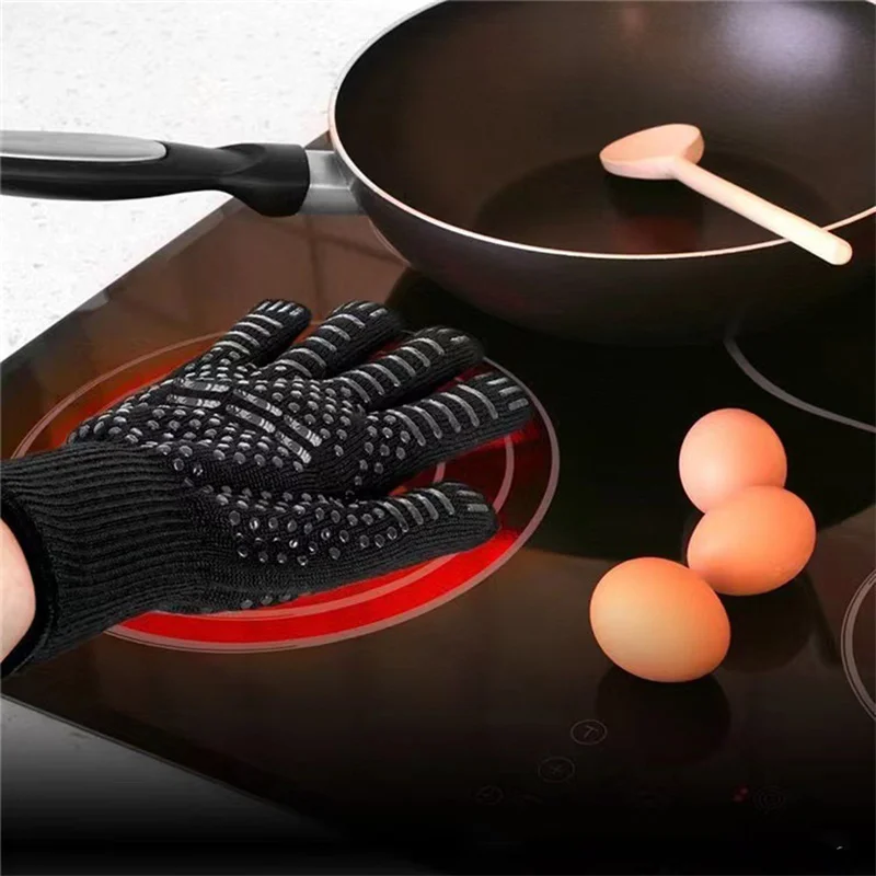 BBQ Gloves 800 Degrees Fireproof Anti Heat Insulation Glove Microwave Oven High Temperature Resistance Gloves for Kitchen Cook