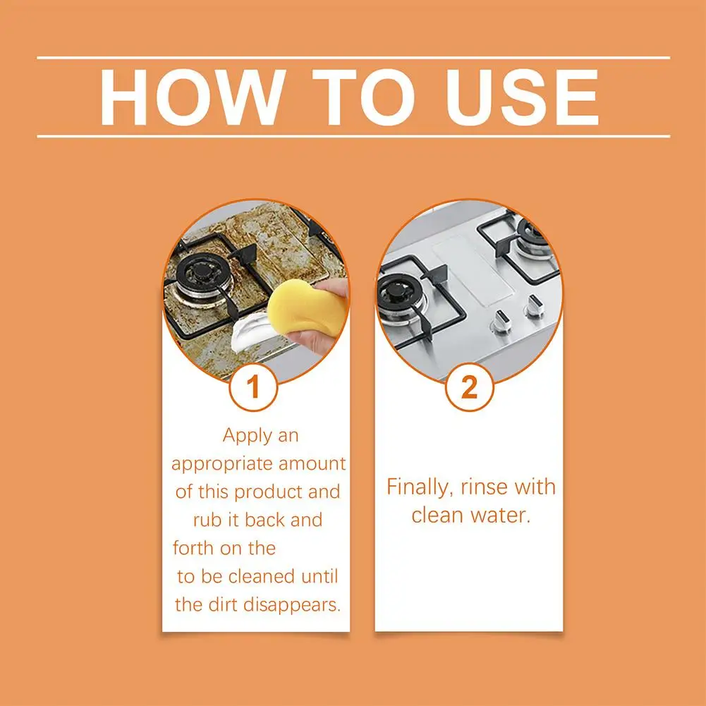 Crème de nettoyage forte, formule d'huile de noix de coco, dissolvant de taches multi-surfaces pour appareils ménagers en cuir, nettoyage rapide, sans endommager, 1 pièce