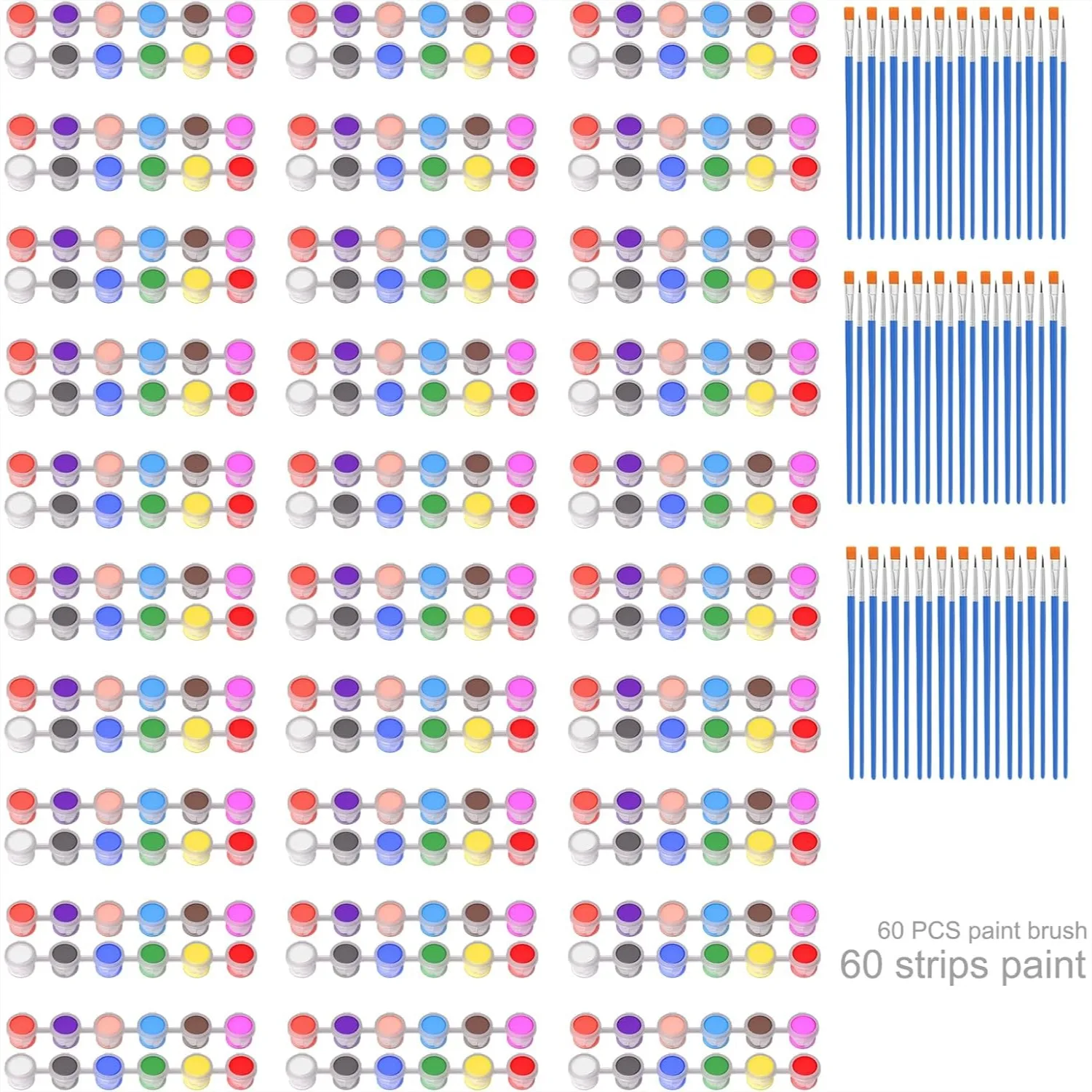 

30-Pack Mini Acrylic Paint Set, 12 Colors + 66 Brushes, 360 Pcs Paint Strips for Kids, Craft Paint for Home Birthday Classroom