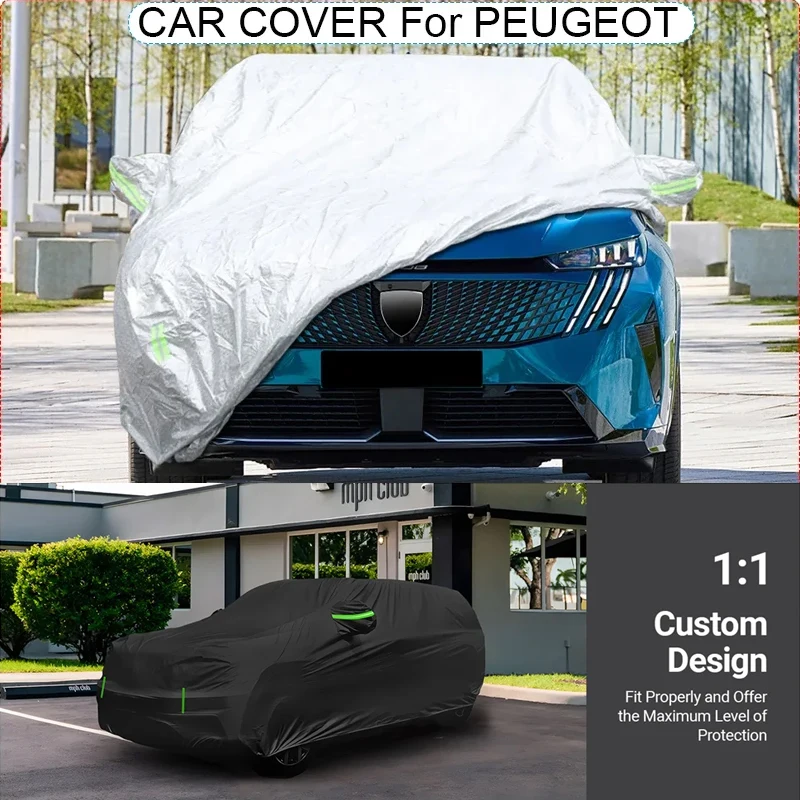 

3-слойный утолщенный оксфордский автомобильный чехол от дождя и снега, водонепроницаемый для Peugeot 208 308 SW 408 GT 508 SW 2008 E-2008 3008 E-3008 5008 E-5008