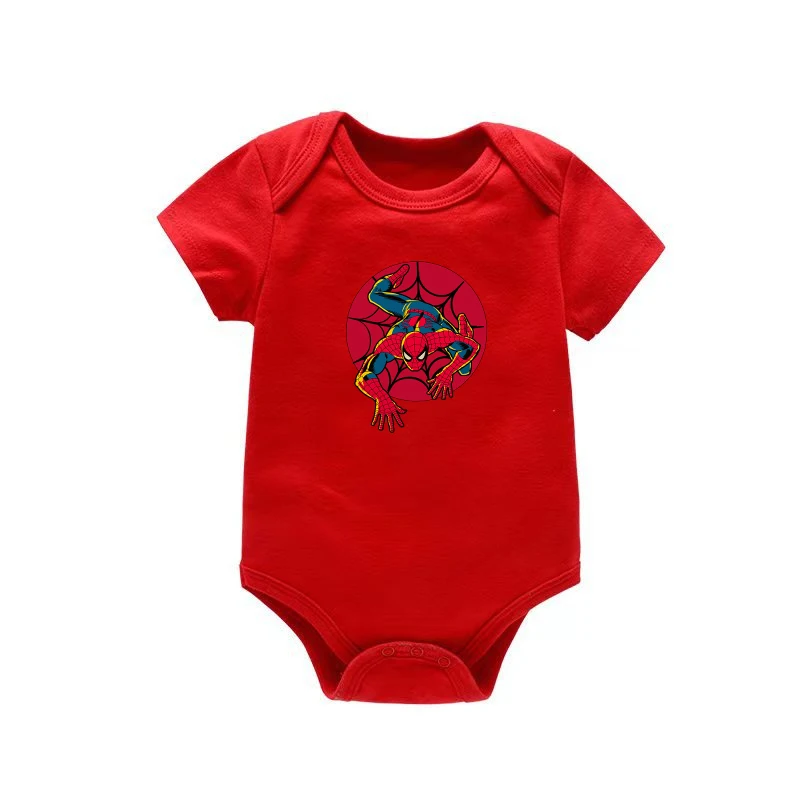 Marvels Spidermans Baby Romper Anime Action Figures Newborn Clothes Summer Red Short Sleeve Bodysuits Ne-Pieces Gift Hot Sales