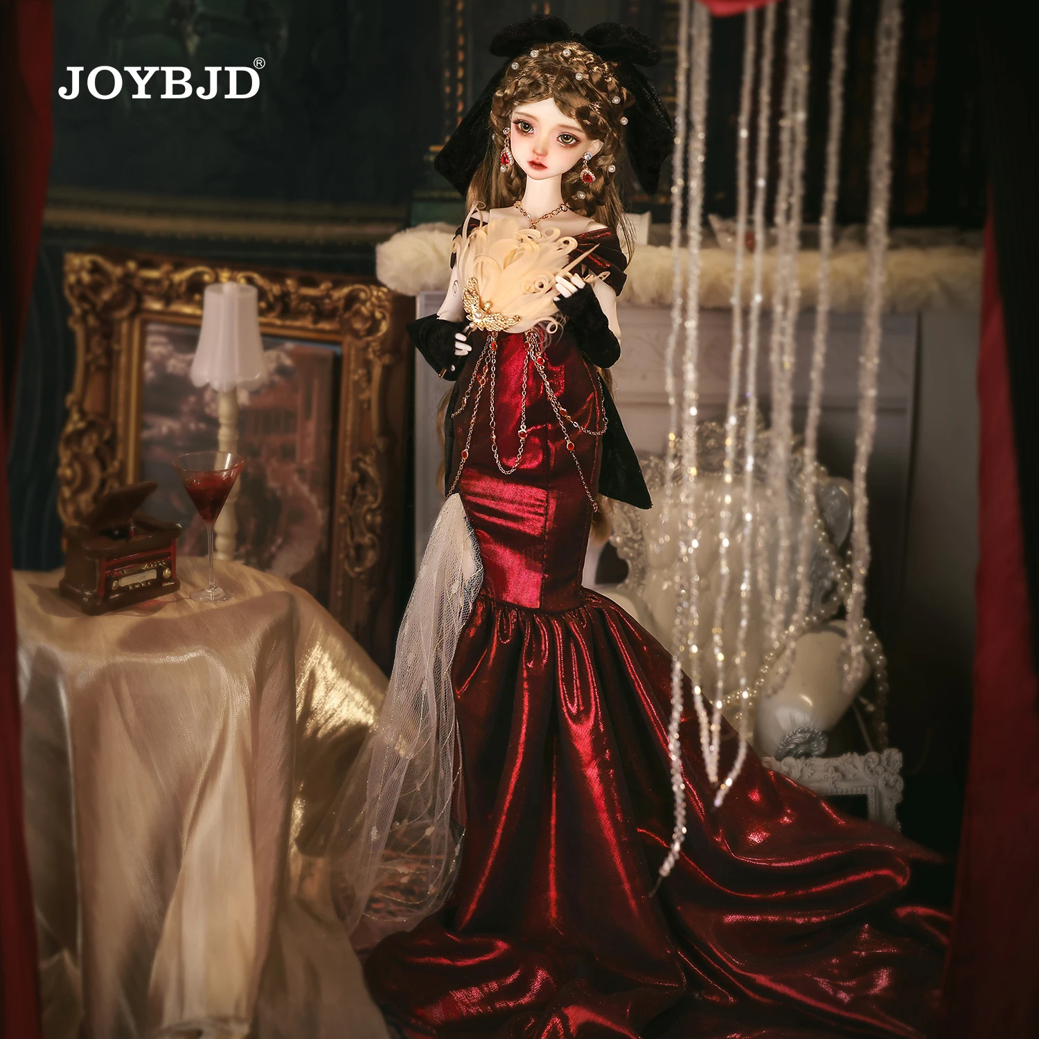 Joybjd 1/4 Beeno BJD Full Set E Princess in Red Mermaid Dress Resin Art Toy Ball-Jointed Doll view 5