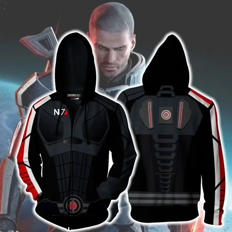 Mass Effect N7 Sweatshirts Game Cosplay Costume Men Women Jackets Zipper Hooded Halloween Christmas Hoodie MN10