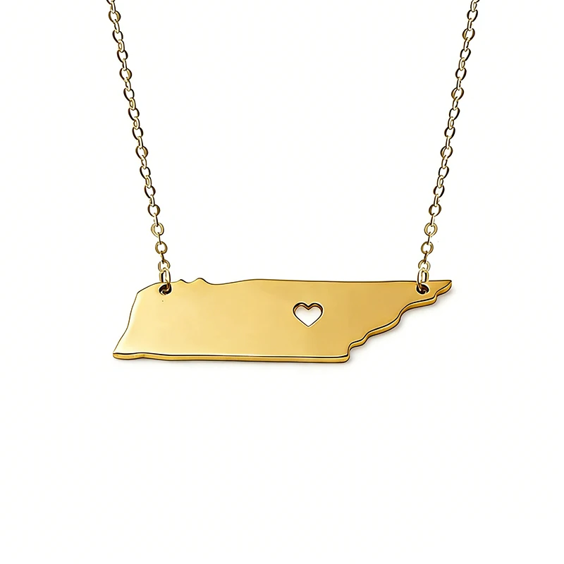 Stainless Steel Tennessee Map Pendants Necklaces United State Map Necklace Jewelry Accessories