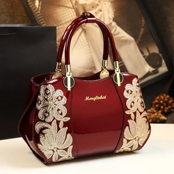 2024 New Fashion Big Bag, Middle aged Lacquer Leather Mom's Bag, Crossbody Handbag, Versatile Women's Bag