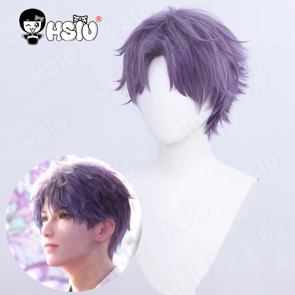 Rafayel Cosplay Wig Fiber synthetic wig Game Love and deepspace Cosplay Wig「HSIU 」gray fuchsia short Wig+Wig cap