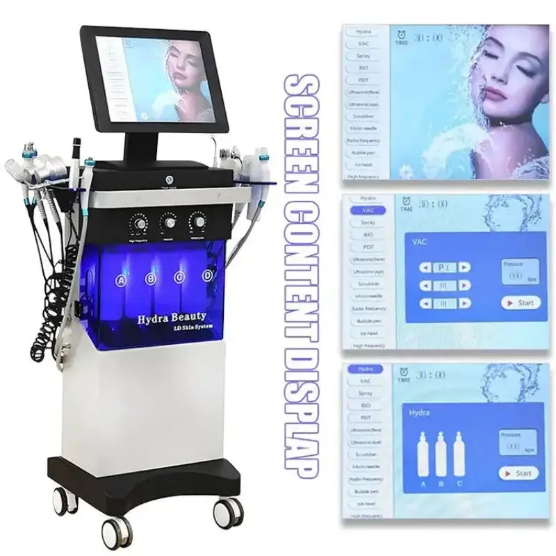 Hidro Facial Dermoabrasão Máquina, Peeling De Água, Pele Mestre, Oxigênio, Face Care System, Salão De Beleza Profissional, Dispositivo De Spa, 14 em 1