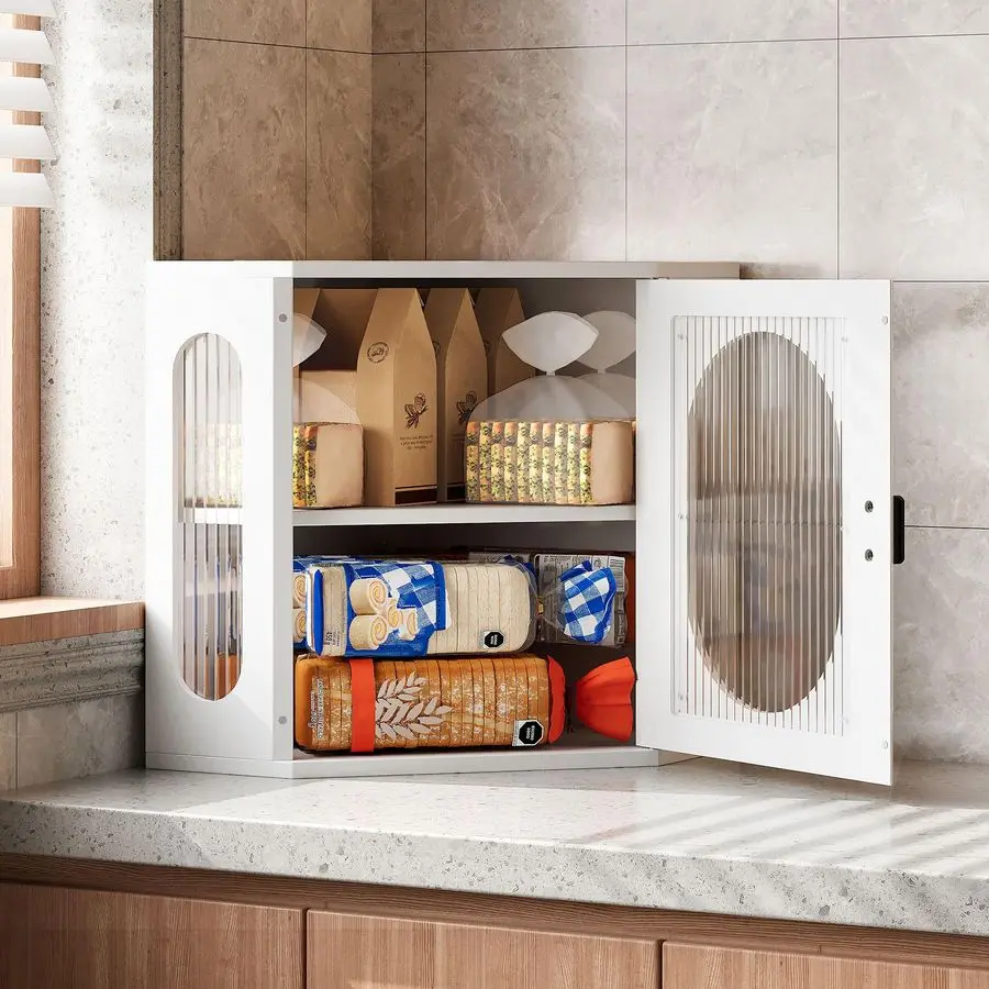 

Хлебница из массива дерева, двухъярусная, регулируемая, большой вместимости, винтажный органайзер для кухонной столешницы в стиле фермерского дома с акриловым окном