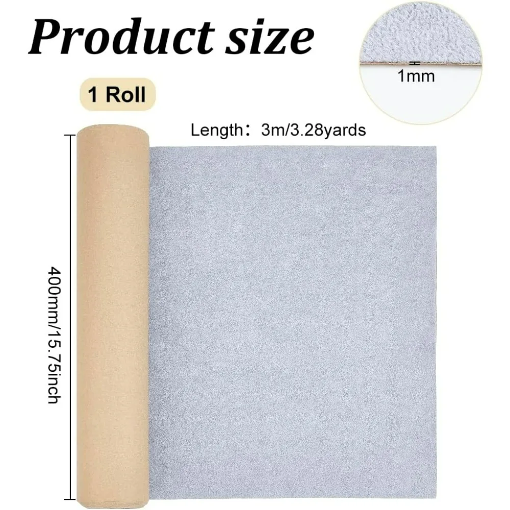 9.84x1.3Feet Self Adhesive Felt Fabric Light Grey Iced Velvet Flock Self Adhesive Velvet Flocking Liner for Jewelry Drawer