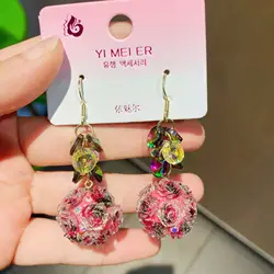 New style clay colorful flower ball fashion personalized earrings