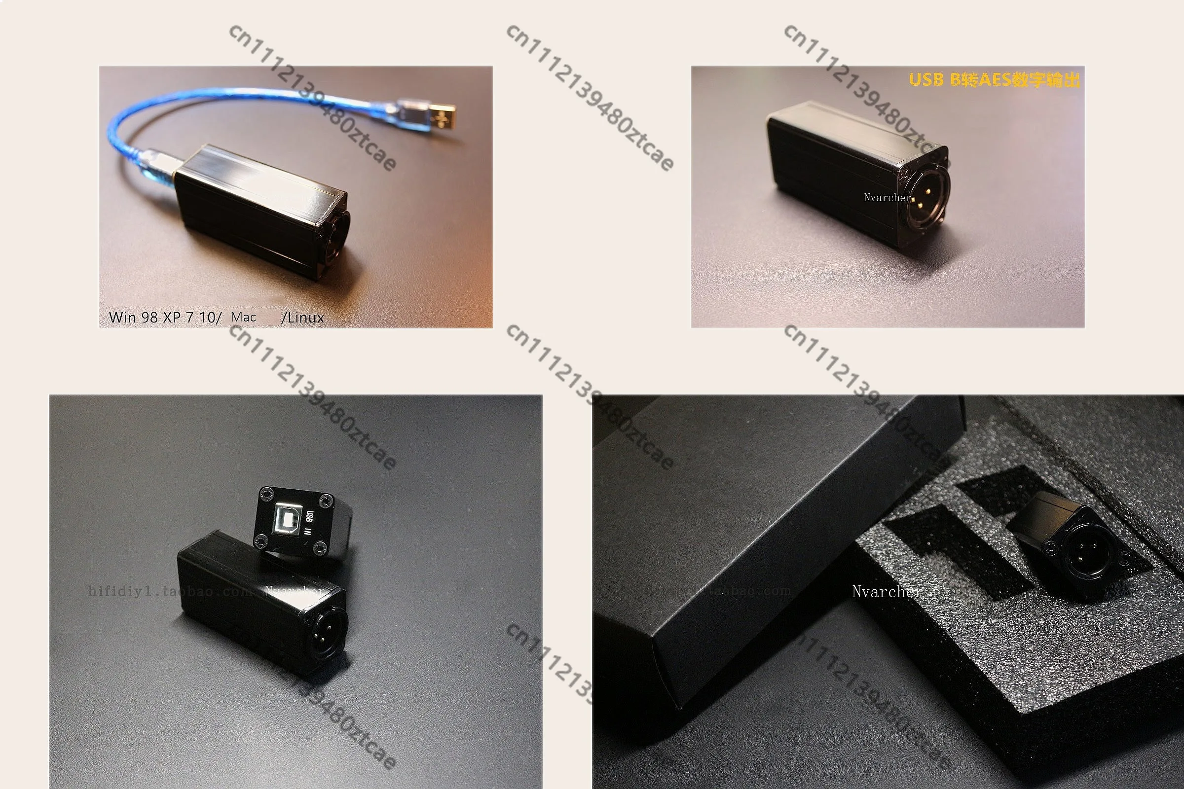 Nvarcher USB B Digital Interface to AES Output 48KHz-196KHz for WIN8/XP/7/10 Mac Linux HiFi Audio