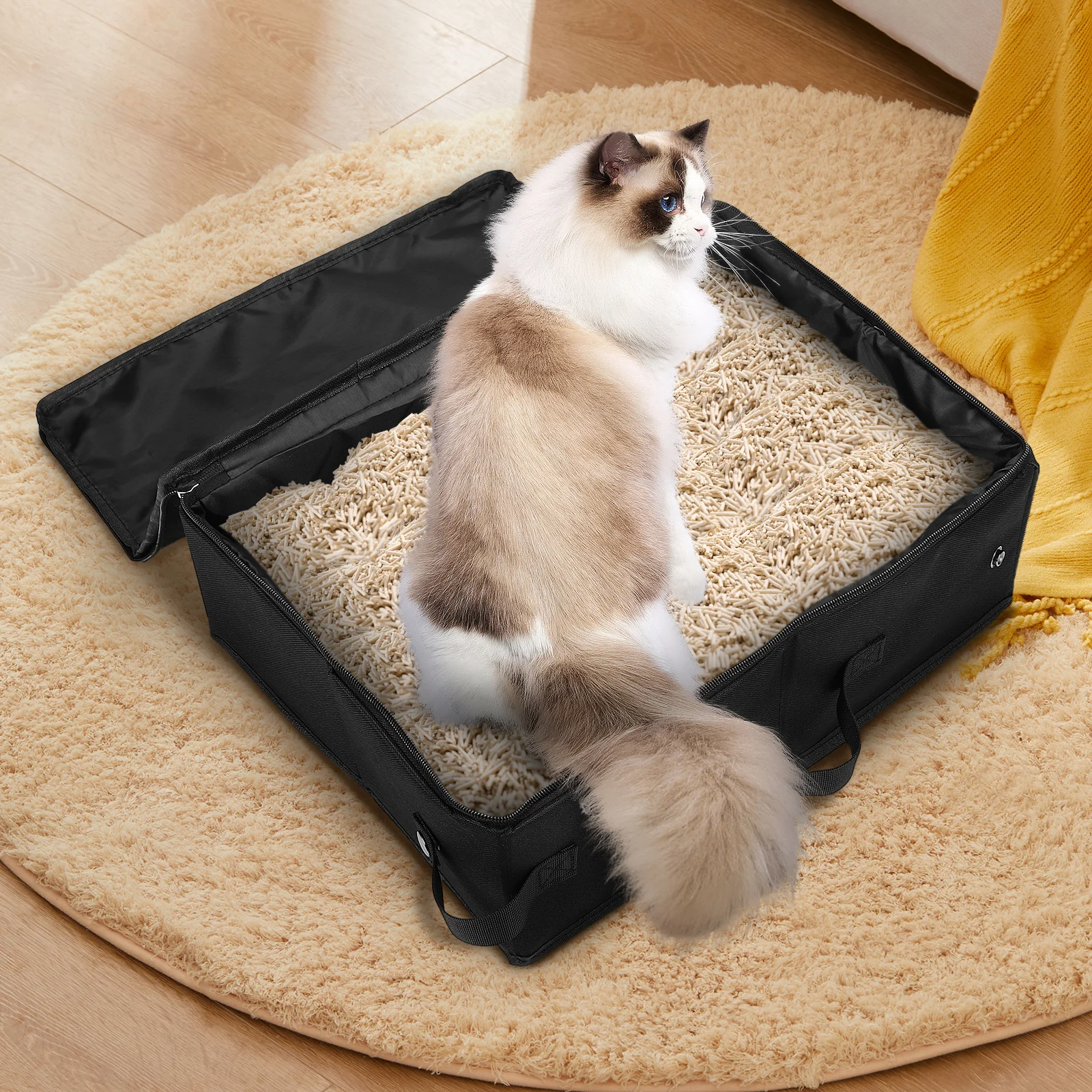 

1 PCS Cat Litter Box Portable Foldable Large Capacity Oxford Material Waterproof Lining Travel for Cats Pet