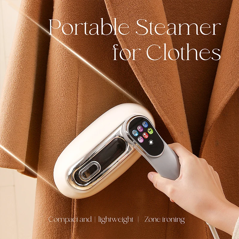 220V Portable Garment Steamer for Travel, 180° Rotating Handle Mini Steam Iron, 160ML Dry/Wet Ironing Clothes Wrinkle Remover