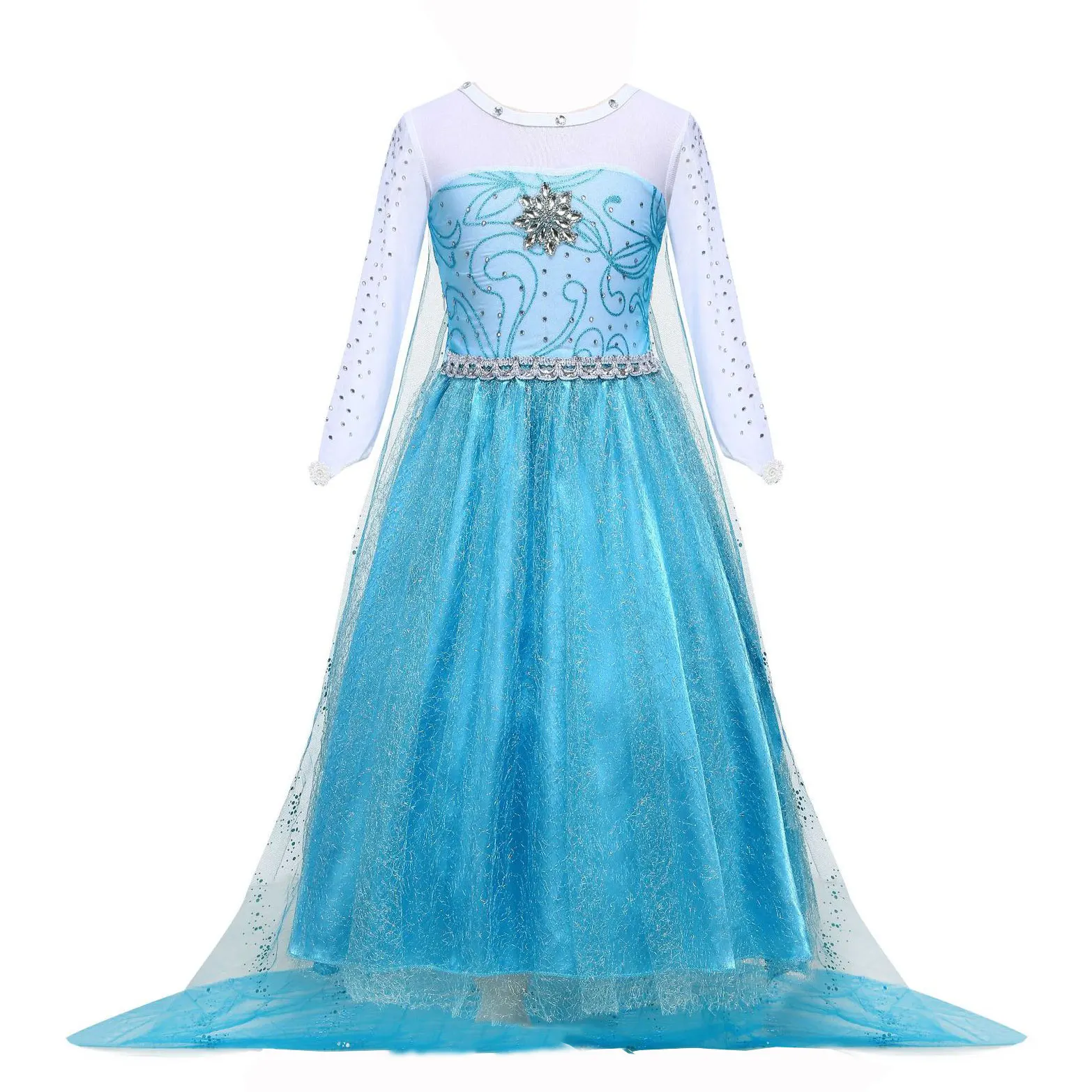 4 6 8 10 Yrs Kid Elsa Role Play Christmas Dress Festival Frozen Snow Queen Disney Princess Clothing Frock Girls B-day Party Gown