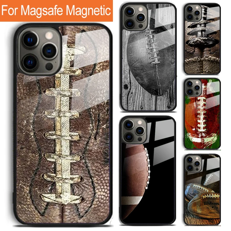 rugby ball skin Full Protective Phone Case For iPhone 16 15 14 13 12 11 Pro Max Plus Magsafe Magnetic Wireless Charging Cover