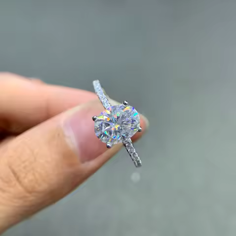 D Color Oval Moissanite 2-3 Carat Eternal Ring 925 Sterling Silver 18K Gold Plated Wedding Rings Women Luxury Engagement Jewelry