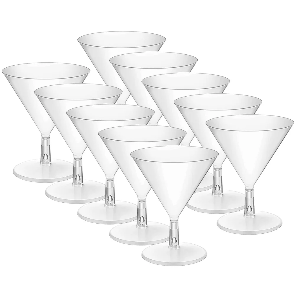 10PCS/ 8Pcs ABS Plastic Martini Glasses Disposable Cocktail Cups Wineglass Drinking Plastic Cups Reusable Cocktail Martinis 60ML