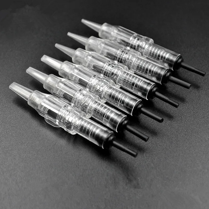 50Pcs Tattoo Needle 1RL Flat Disposable Sterilized Permanent Makeup Machine Cartridge Needles Tips for Eyebrow Lip Easy Click