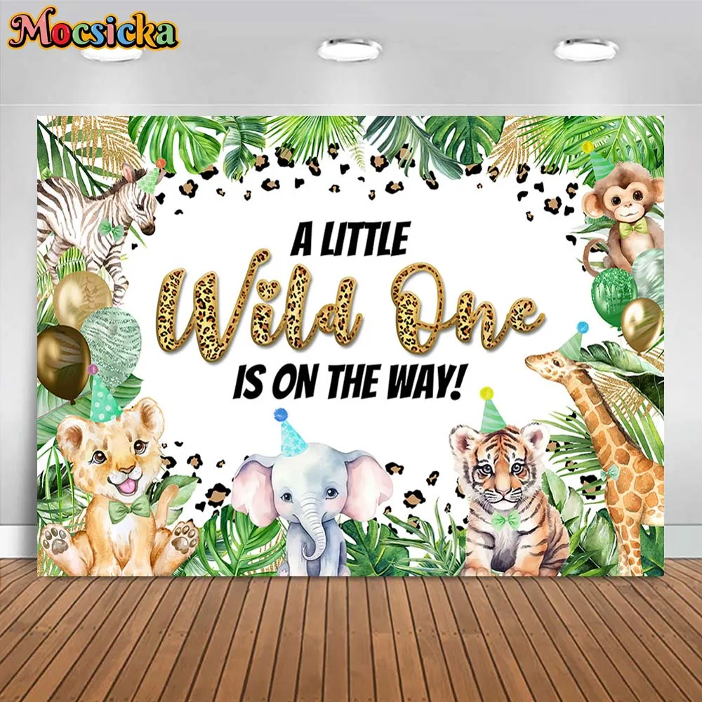 Mocsicka Safari Baby Shower Backdrop A Little Wild One Is On The Way Boys Welcome Party Decor Photo Background Banner Customized