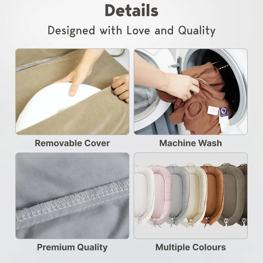 كرسي للرضع، غطاء عش الطفل للفتيات الصغيرات والأولاد، أساسيات حديثي الولادة للطفل 018 شهرًا، 100 قطن قابل للتنفس رمادي #6