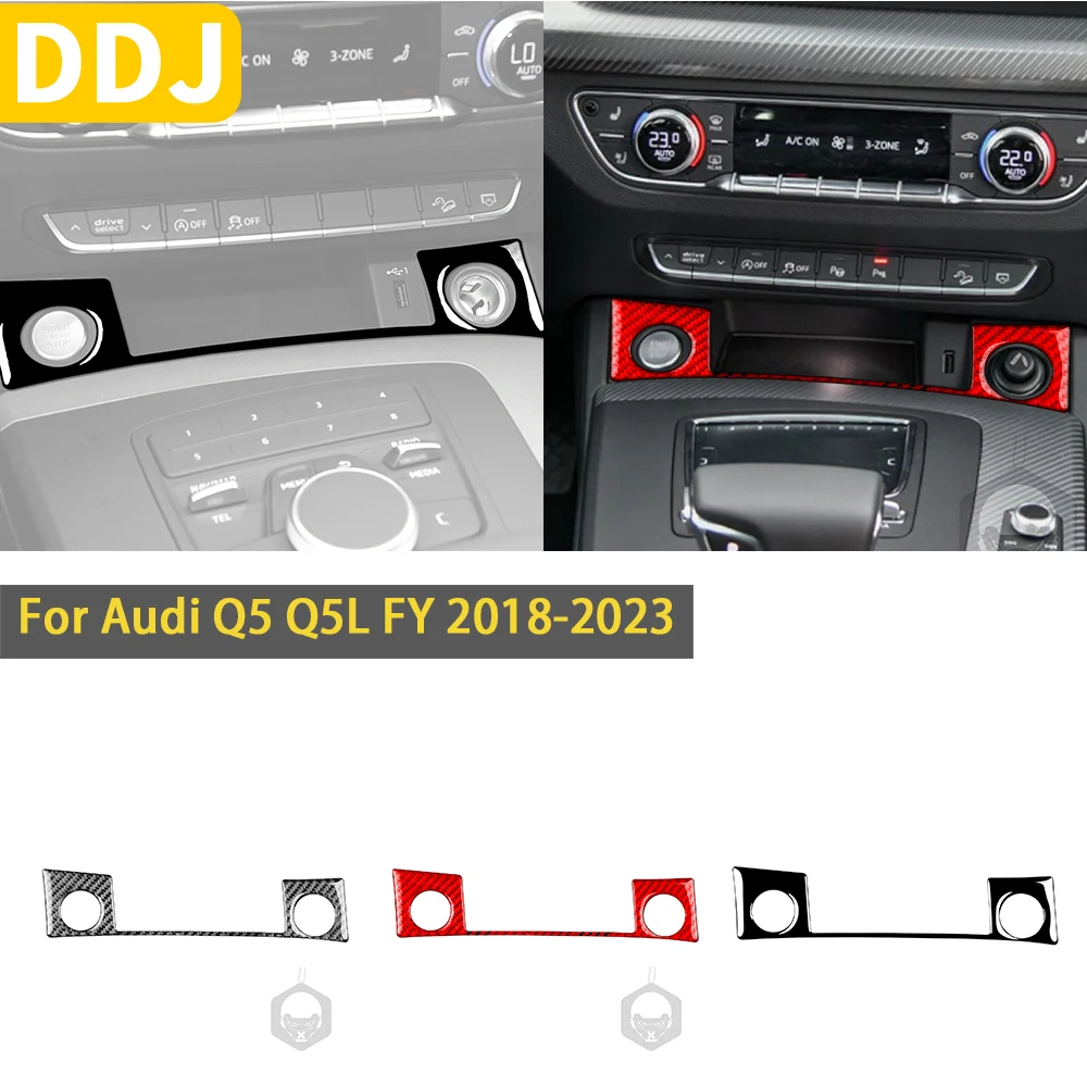 

For Audi Q5 Q5L FY 2018-2023 Accessories Carbon Fiber Interior Auto One Button Start Panel Trim Sticker Decoration