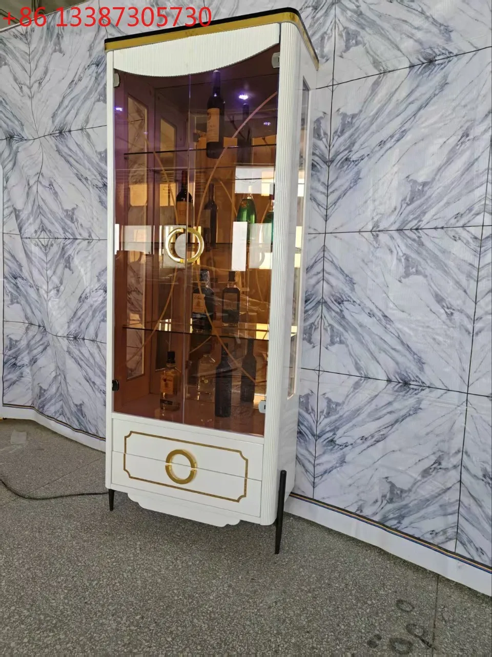 Living room glass door wine cabinet household wall small figure locker light luxury