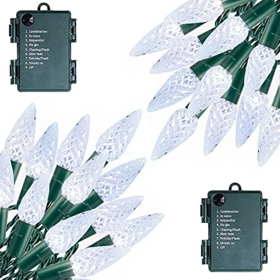 C6 Total 100LED 3Feet Battery Operated Christmas Lights, Christmas Lights with 8 Modes, Waterproof Christmas Decorations for Xm