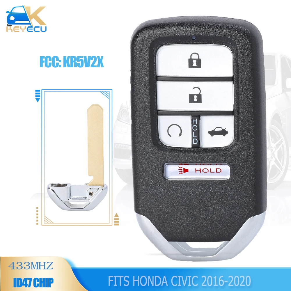 

KEYECU KR5V2X для 2016 2017 2018 2019 Honda Civic дистанционный смарт ключ-брелок 2020 MHz ID47