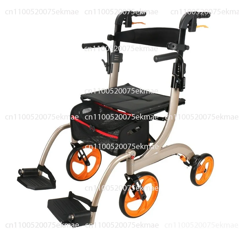 Aluminum Alloy Portable Folding for The Elderly Can Push and Sit Four-wheeled Utility Vehicle