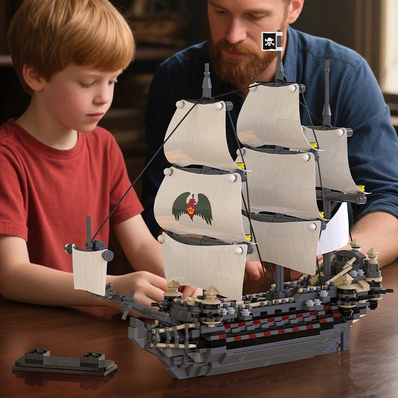 

IN STOCK MOC Creativity Ghost Mary Pirate Ship Building Blocks Model Boat Bricks Assembling Children's Toys Christmas Gift Sets