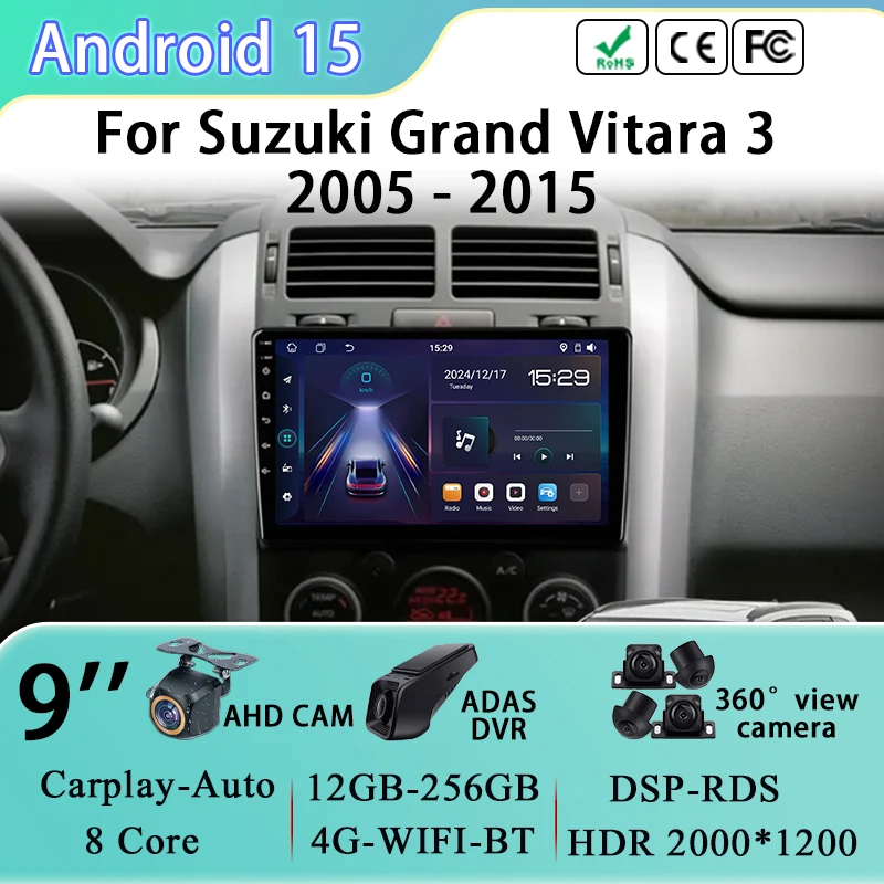 

4G 9 inch For Suzuki Grand Vitara 3 2005 - 2015 Android Auto Car Radio Multimedia Video Player GPS Navigation Audio No 2din dvd