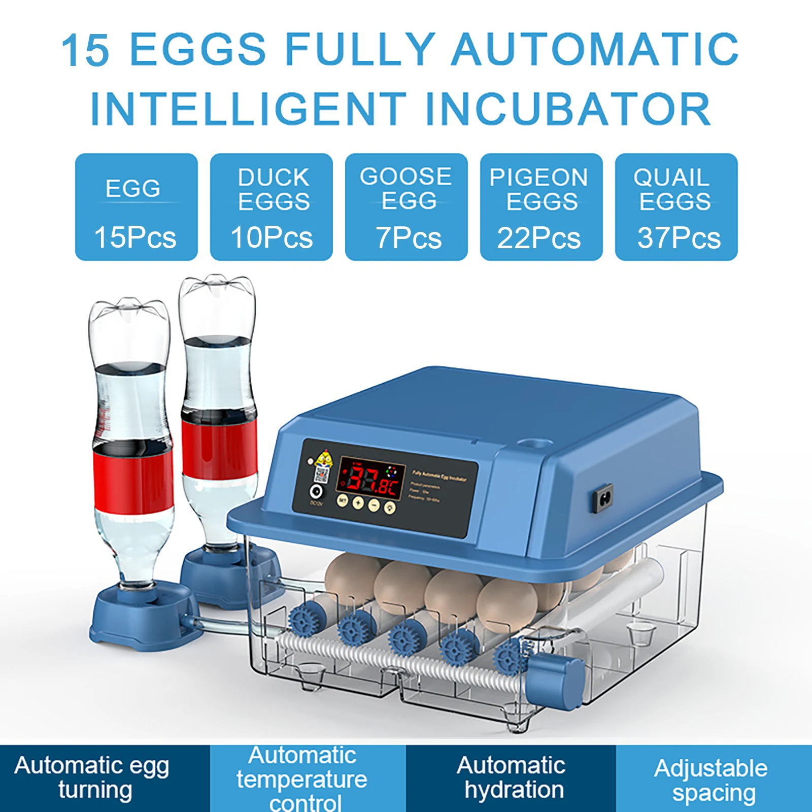 

220V 110V Brooder Egg Incubator 15/6pcs Fully Automatic Temperature Control Goose Quail Chick Eggs Hatcher Farm Incubation Tool