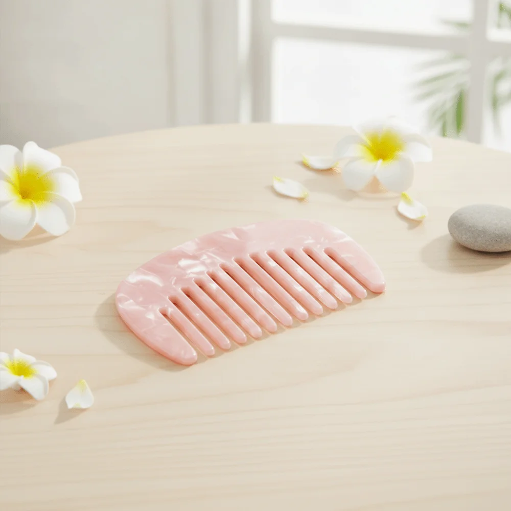 Marble Pattern Acetate Hair Comb Wide Tooth Pocket Comb Women's Anti-Static Hair Comb Lightweight Portable Scalp Massage Comb