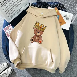 Fashion cartoon Women's Hoodie Teddy Bear Print Hoodies Women Streetwear Pullover Harajuku Unisex Sweatshirt Oversized Clothes