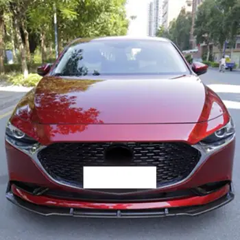 適用於馬自達3 BP 2020-2023款轎車的黑色碳纖維外觀ABS前保險桿唇擾流板分離器蓋板車身套件側裙 10 最佳銷售 馬自達3 BP車身套件 - №1