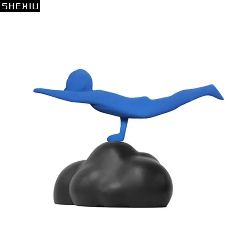 

Man In The Clouds Sculpture Aesthetic Room Decor Character Resins Crafts Abstract Figure Statue Ornament Desk Decoration Artwork